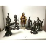 SEVEN RESIN FIGURES OF NATIVE AMERICANS FROM THE JULIANA COLLECTION, THE TALLEST 43CMS