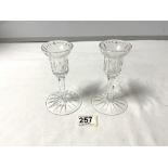 WATERFORD CRYSTAL CUT GLASS PAIR OF CANDLESTICKS, 14.5CMS