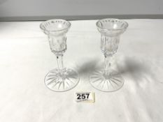 WATERFORD CRYSTAL CUT GLASS PAIR OF CANDLESTICKS, 14.5CMS