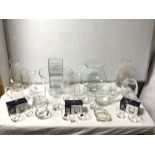 QUANTITY OF GLASS VASES, JARS AND TANKARDS