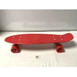 'PENNY' AUSTRALIA RED SKATEBOARD WITH ABEX SEVEN TRUCKS (AS NEW)