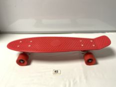 'PENNY' AUSTRALIA RED SKATEBOARD WITH ABEX SEVEN TRUCKS (AS NEW)