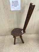 VICTORIAN CARVED OAK SPINNING CHAIR