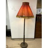 OAK BARLEY TWIST COLUMN LAMP STAND WITH SHADE, 140CMS