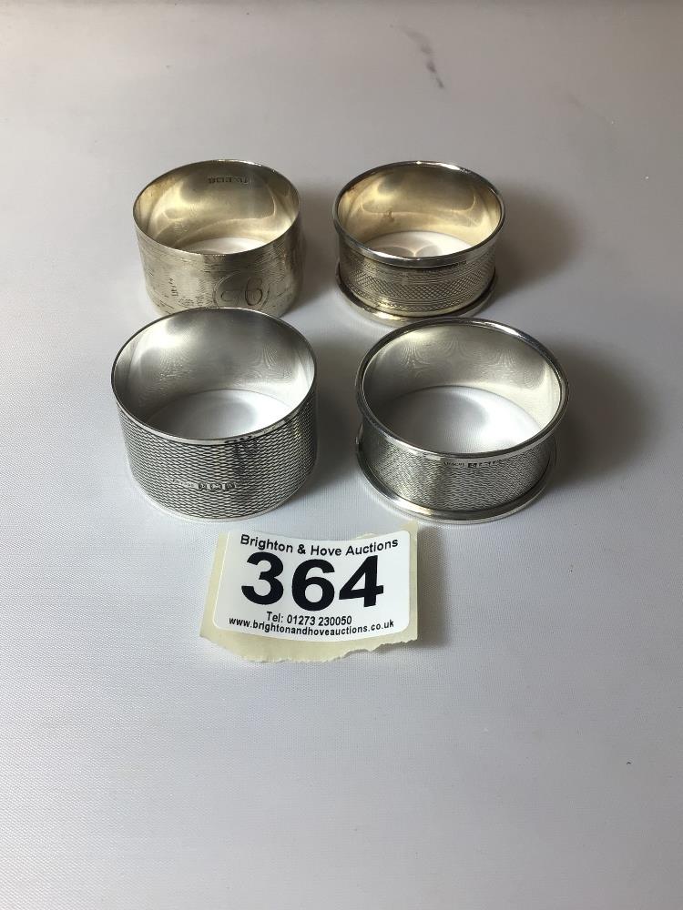 FOUR ENGINE TURNED HALLMARKED SILVER NAPKIN RINGS, 71 GRAMS - Image 2 of 4