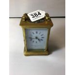 VINTAGE BRASS CARRIAGE CLOCK WITH FRENCH MOVEMENT, THE DIAL, THE SUSSEX GOLDSMITHS CO BRIGHTON,