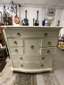MODERN CREAM PAINTED CHEST OF EIGHT DRAWERS, 110 X 50 X 122CMS, MADE BY WILLS AND GAMBIER