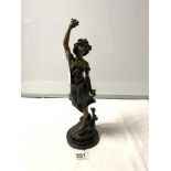 A 20TH-CENTURY BRONZE FIGURE OF A CLASSICAL LADY, 39CMS