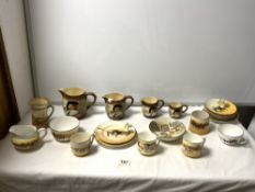 GRADUATED SET OF FOUR FALCON WARE CAVALIER JUGS, THE LARGEST 13CMS, AND A QUANTITY OF ROYAL