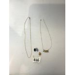 9CT HALLMARKED WHITE GOLD LOCKET, 1.5 GRAMS, 9CT GOLD ST CHRISTOPHER, 9CT CHAIN, AND 9CT NAME