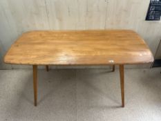 ERCOL LIGHTWOOD DINING TABLE ON SPLAY LEGS, 150 X 76CMS