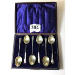 SET OF SIX LATE VICTORIAN HALLMARKED SILVER TEASPOONS (CASED) BY WILLIAM DAVENPORT