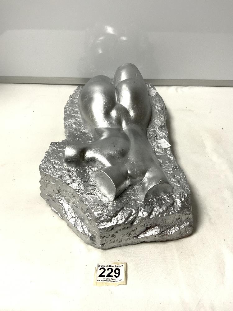 HEAVY SILVER PAINTED SCULPTOR OF A REAR NUDE - Image 4 of 5