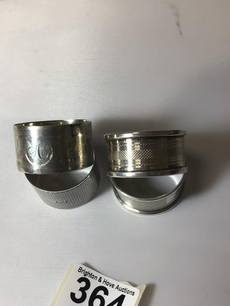 FOUR ENGINE TURNED HALLMARKED SILVER NAPKIN RINGS, 71 GRAMS - Image 4 of 4