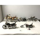 A FRANKLIN MINT EASY RIDER CHOPPER, A GUITOY CUSTOM MOTORBIKE MODEL, AND THREE OTHERS
