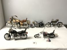 A FRANKLIN MINT EASY RIDER CHOPPER, A GUITOY CUSTOM MOTORBIKE MODEL, AND THREE OTHERS