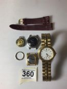 MIXED ITEMS, SEIKO QUARTZ SOIRO WATCH, VINTAGE CITIZEN WATCH WITH YELLOW METAL RING AND WATCH