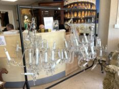 THREE LARGE MATCHING CUT GLASS CHANDELIERS