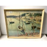 A FRAMED PRINT OF THE PORT AT AUDIERNE MATIN - ALBERT MARQUET, 66 X 54CMS