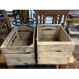 TWO VINTAGE WOODEN CRATES