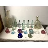 CAITHNESS PAPERWEIGHT, GLASS SCENT BOTTLE, AND VARIOUS GLASS BOTTLES