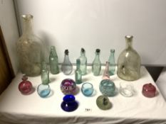 CAITHNESS PAPERWEIGHT, GLASS SCENT BOTTLE, AND VARIOUS GLASS BOTTLES