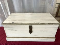 MODERN DISTRESSED PAINTED MAHOGANY BLANKET BOX, 104 X 58 X 46CMS