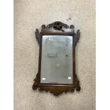 GEORGIAN STYLE FRETWORK WALL MIRROR WITH BIRD DECORATION, 38 X 82CMS