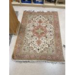 PERSIAN PATTERNED PINK GROUND RUG, 146 X 200CMS