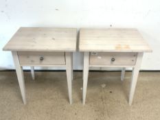 A PAIR DANISH PAINTED SINGLE DRAWER SIDE/BEDSIDE TABLES, 52 X 42 X 60CMS