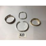 FOUR SILVER BANGLES