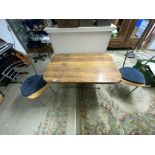 MODERN RETRO DESIGN KITCHEN TABLE AND TWO CHAIRS, 160 X 60CMS