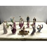 TEN 1920S/1930S PORCELAIN FIGURES OF LADIES PORCELAIN FIGURE OF A LADY FLOWER SELLER AND THREE OTHER