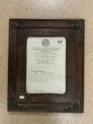 FRAMED CERTIFICATE FROM THE ROYAL HUMANE SOCIETY AWARDED TO CHARLES CORNISH FOR GALLANTRY SAVING A