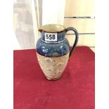 ROYAL DOULTON SILICON BLUE AND GOLD GROUND JUG, 19.5CMS