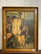 DUNCAN JAMES CORROWR GRANT 1885-1978 OIL ON BOARD STUDY OF A SEATED REAR NUDE, 74 X 56CMS (WITH