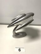 ALUMINUM 1950S STYLE MODEL OF A SPACE ROCKET, 24CMS