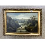 R. MARSHALL, OIL ON CANVAS OF A WOODED RIVER SCENE LANDSCAPE, SIGNED, 40 X 62CMS