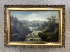 R. MARSHALL, OIL ON CANVAS OF A WOODED RIVER SCENE LANDSCAPE, SIGNED, 40 X 62CMS