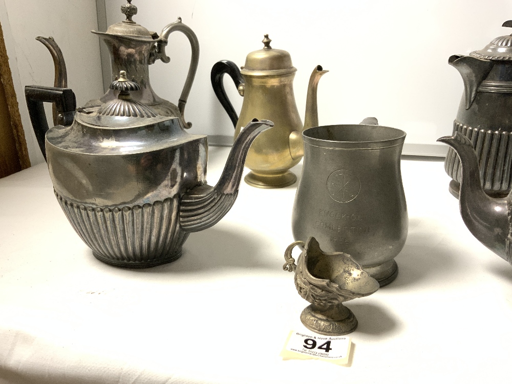 QUANTITY OF SILVER-PLATED TEA POTS AND JUGS - Image 4 of 5