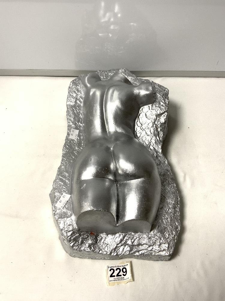 HEAVY SILVER PAINTED SCULPTOR OF A REAR NUDE - Image 2 of 5