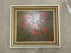 1960S TRETCHIKOFF PRINT OF FLOWERS 'POINSETTIA', 77 X 66CMS 'WINDY DAY'
