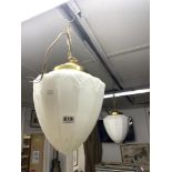 PAIR OF OPAQUE WHITE GLASS COMICAL-SHAPED HANGING LIGHTS