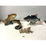 BESWICK TROUT (1032) A NAO COW AND TWO JEMMA MODEL FISH MADE IN HOLLAND