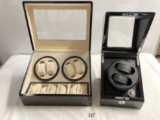 TWO WATCH DISPLAY CASE AND A FOUR WATCH DISPLAY CASE BOTH WITH ROTATING INTERIORS