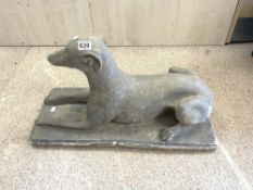A 20TH-CENTURY STONE FIGURE OF A GREYHOUND