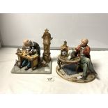 TWO CAPODIMONTE FIGURES OF WATCHMAKER/REPAIRS