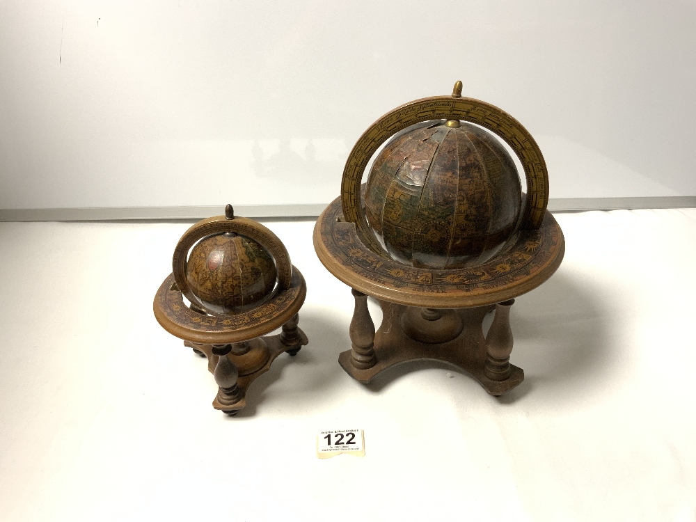 TWO SMALL REPRODUCTION TERRESTRIAL GLOBES