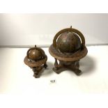 TWO SMALL REPRODUCTION TERRESTRIAL GLOBES