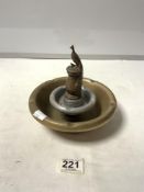TRENCH ART ASHTRAY WITH BIRD MOUNTED
